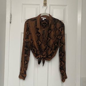 Topshop Snakeskin Viscose Blouse Size 8 NWOT